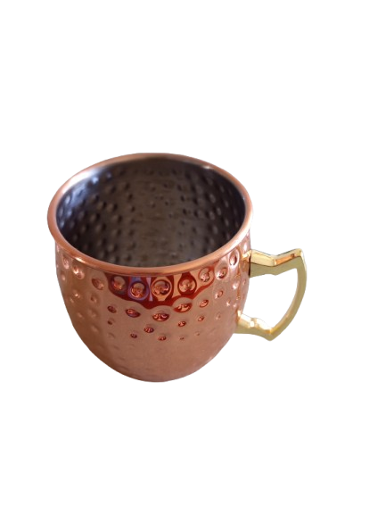 Vaso o jarrita de acero inoxidable , bañado en cobre.     500ml