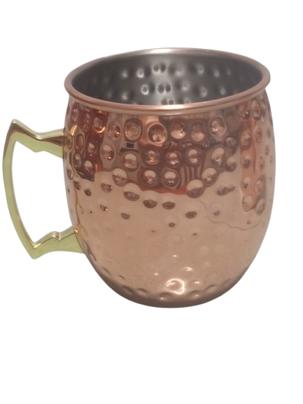 Vaso o jarrita de acero inoxidable , bañado en cobre.     500ml