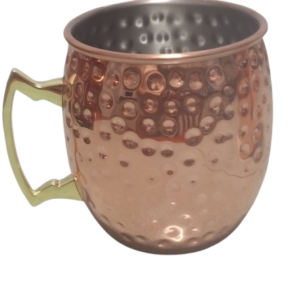 Vaso o jarrita de acero inoxidable , bañado en cobre.     500ml